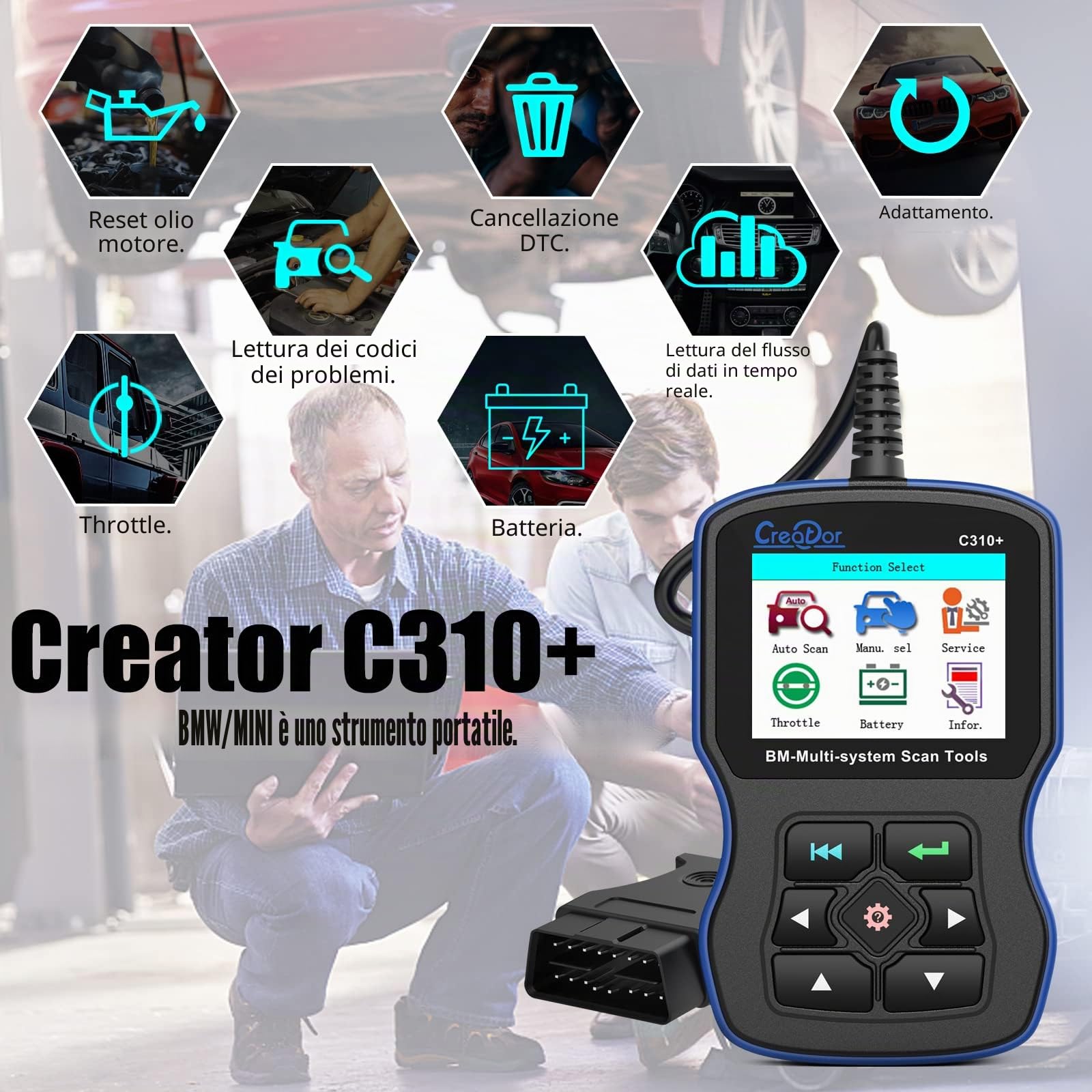 Creator C310+ Code Reader C310 Multi System Scan Tool Compatibile per Strumento Diagnostico