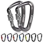 STURME Carabiner Clip 12KN Aluminium Wiregate Lightweight Heavy Duty Large Strong Durable D-Ring Hooks Spring Snap Link Keychain Clips Set for Hammock Improved Design for 2024 (Gunmetal)