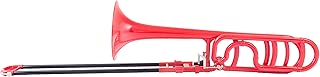 Kaizer Plastic Trombone Bb B Flat 1000 Series Red with Soft Travel Bag & Mouthpiece Student Practice Learning Instrument PLY-TBNE-1000RD