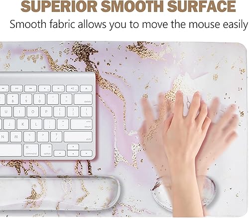 Miniatura 59 de ARTSO Juego de alfombrillas de mouse grandes para juegos, soporte para reposamuñecas para teclado + cojín de muñeca para mouse + alfombrilla de