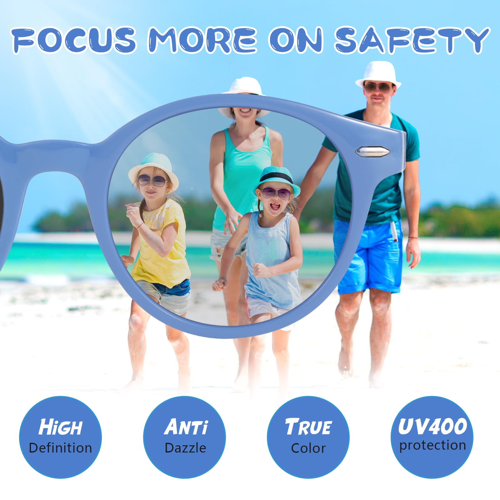Gafas Sol Niño Niña Polarizadas UV400 Protección Rayos Gafas de Sol Infantiles Flexible Gafas de sol con Correa Funda de Gafas - De 3años a 10años
