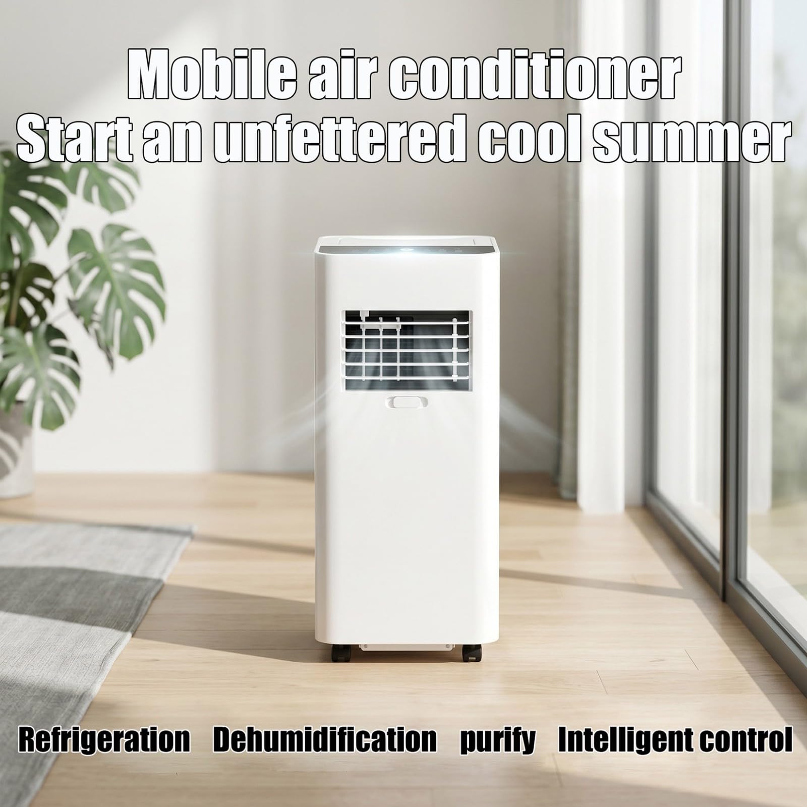 Condizionatore Portatile 4 in 1 Raffreddamento Ventola Deumidificazione modalità Sospensione Climatizzatore Portatile con Telecomando Timer 24H Raffreddatore d'Aria per Soggiorno 8000BTU