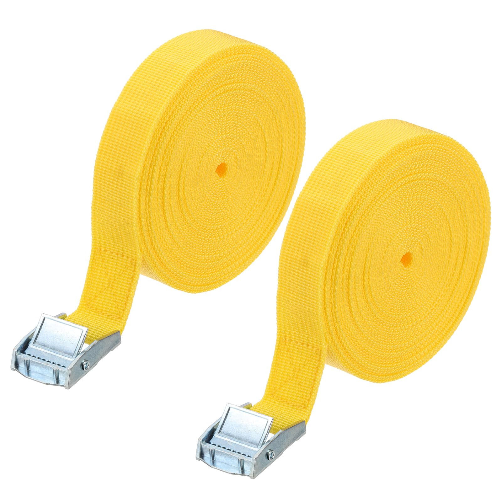 PATIKIL Cinghia di ancoraggio con fibbie, 2,5 cm x 9,1 m, 2 pezzi, cinghie regolabili resistenti e sicure fino a 250 kg, per biciclette cargo kayak, giallo