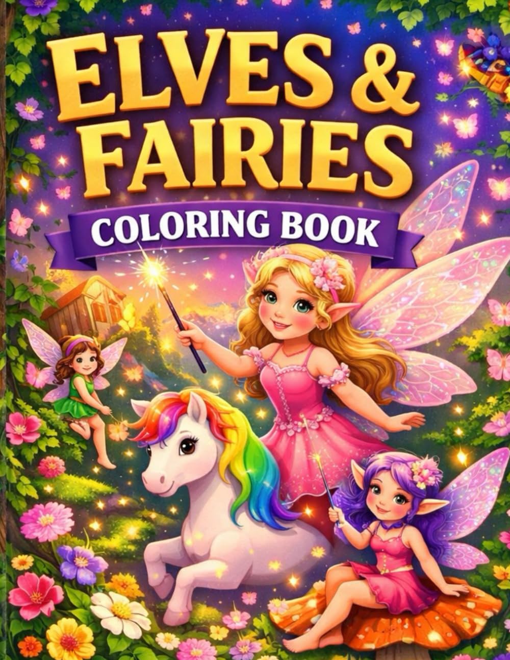 Elves & Fairies Coloring Book: Magical Coloring Pages for Kids