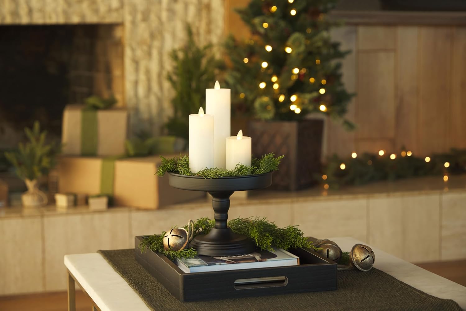 Luminara Classic Slim Flameless LED Candle, White 2" x 4.25", Battery Operated Moving Flame Pillar w/Timer, Safe Realistic Wax Candle, Home Decor