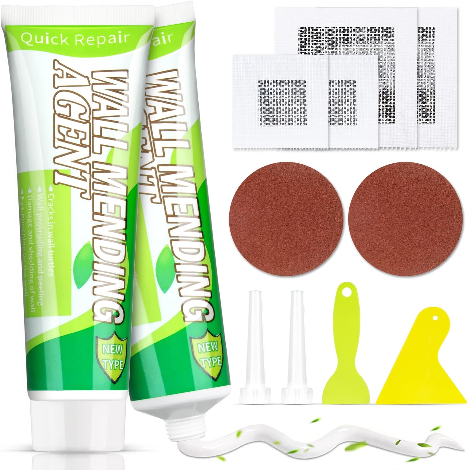 Wall Patch Repair Kit, 500g Wall Mending Agent Drywall Repair Putty & 8