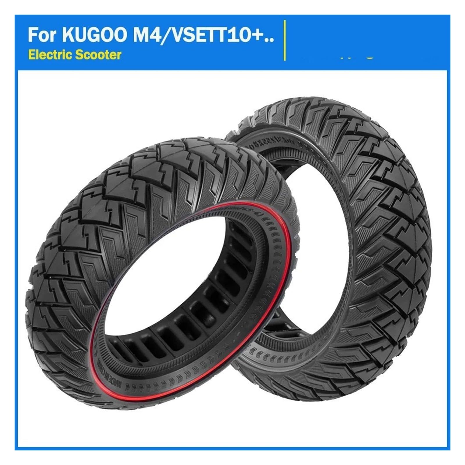 Neumáticos sólidos for patinete eléctrico, compatibles con KuGoo, M4 Pro, VSETT10+, Zero, 10X y Kaabo Neumático macizo para patinete eléctrico(Red black)