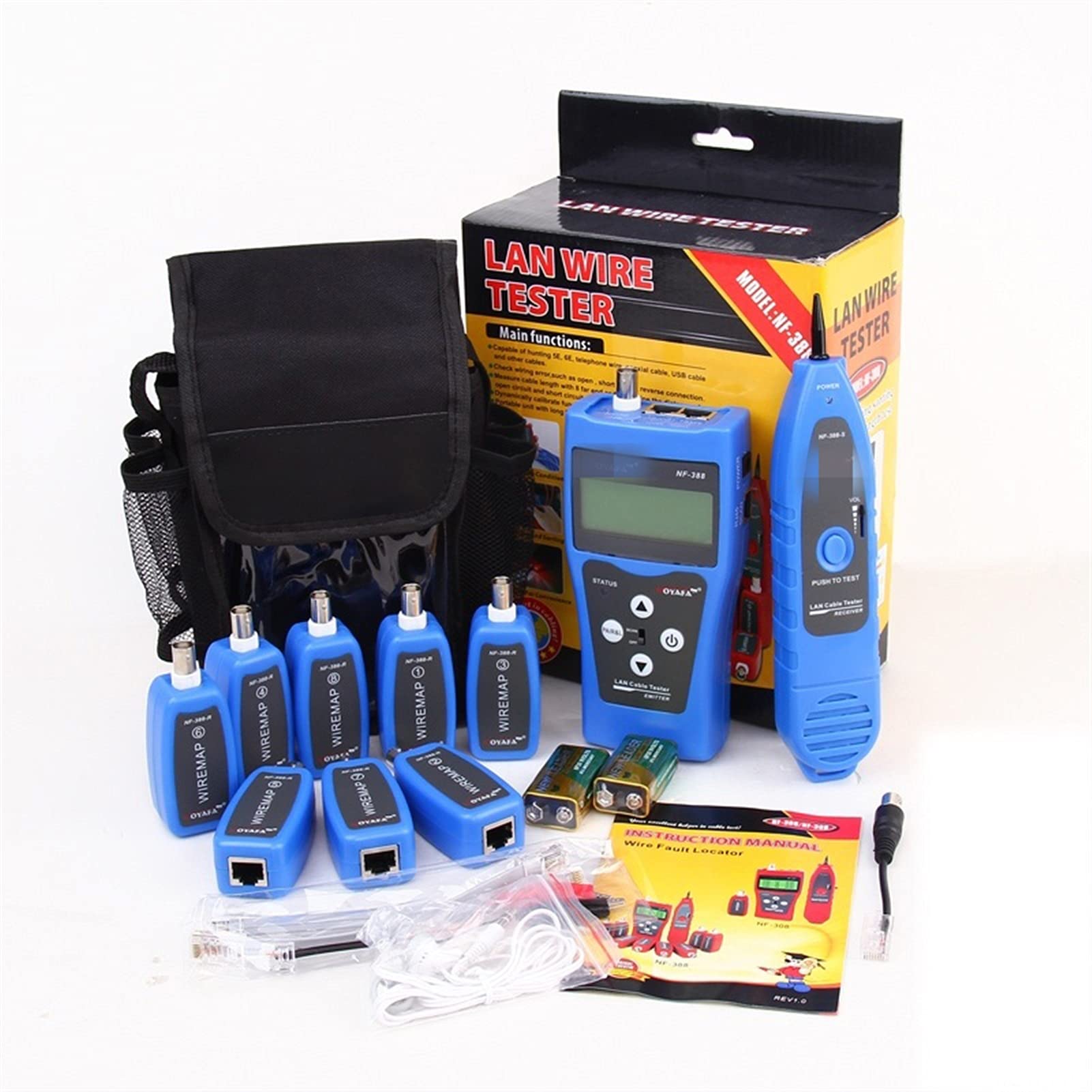 Detector de pared, La red LAN Testador de cables Teléfono Cable Tracker LCD RJ45 BNC Identificadores del escáner 8