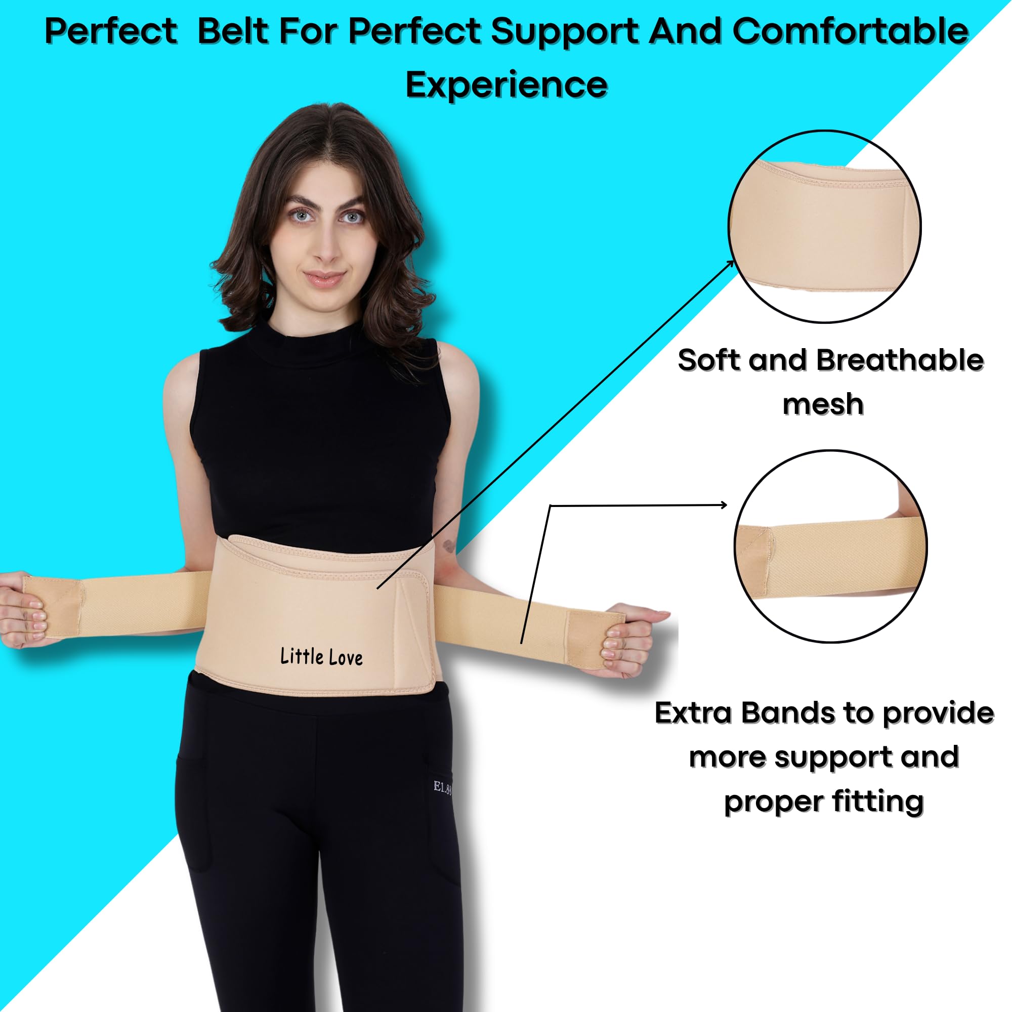 Little Love Postpartum Belt After Delivery C Section – Abdominal Belt | Pregnancy Belts After Delivery | Maternity Abdominal Binder | Belly Belt for Women | C Section Belt | Tummy Support | Belt for Both Men & Women(Universal) (Beige) - Image 4 thumbnail
