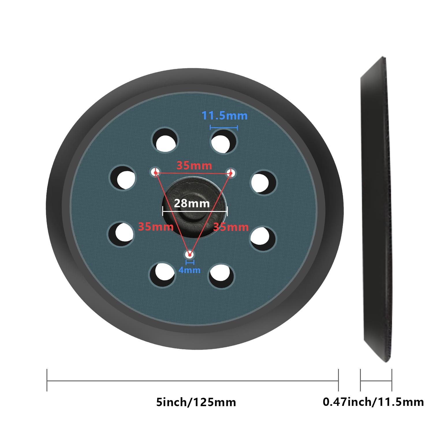 2 sztuki 125 mm 8 otworów podkładka szlifierska zapasowa podkładka szlifierska na rzep (3 śruby)