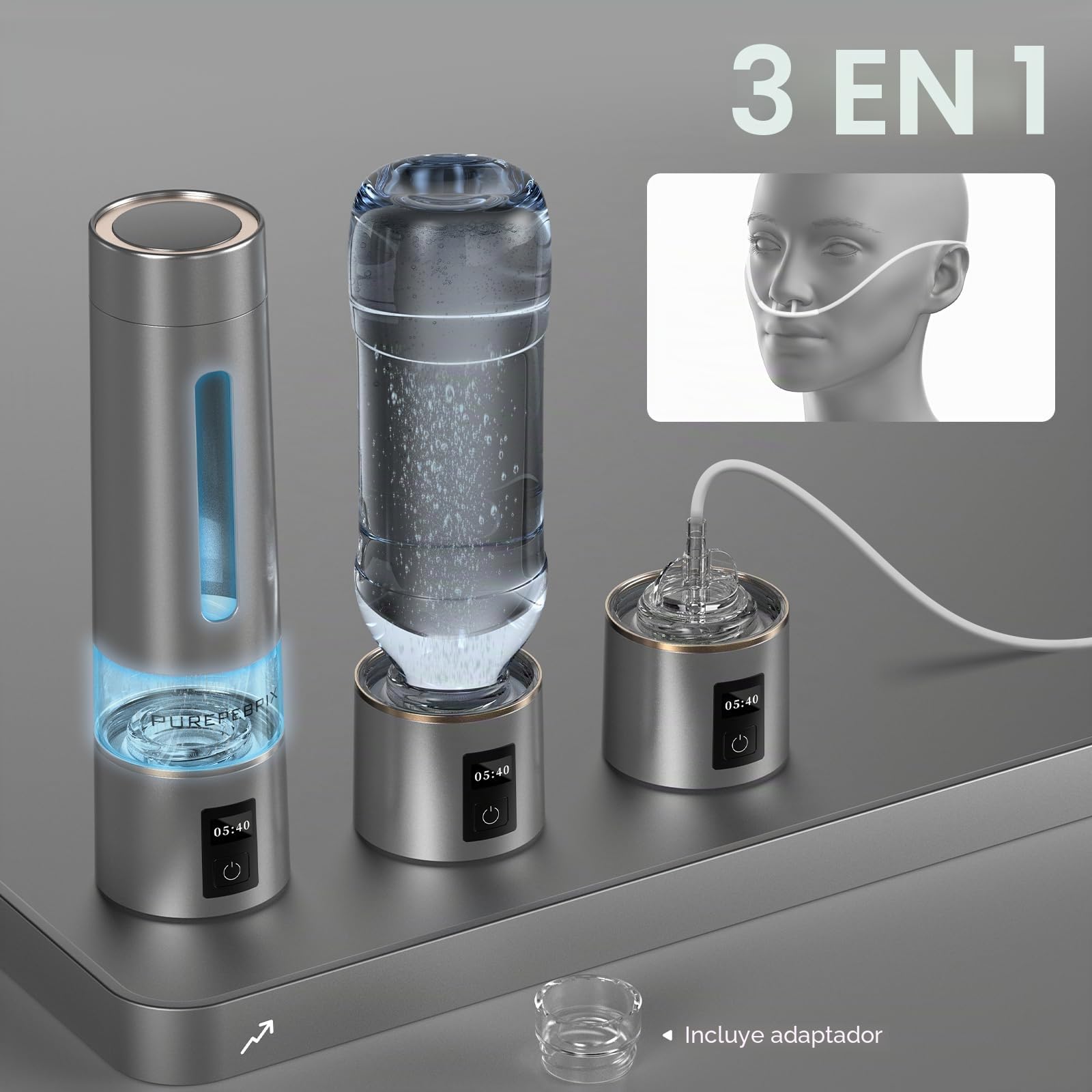 PUREPEBRIX Generador de botellas de agua de hidrógeno hasta 8100 PPB de hidrógeno molecular