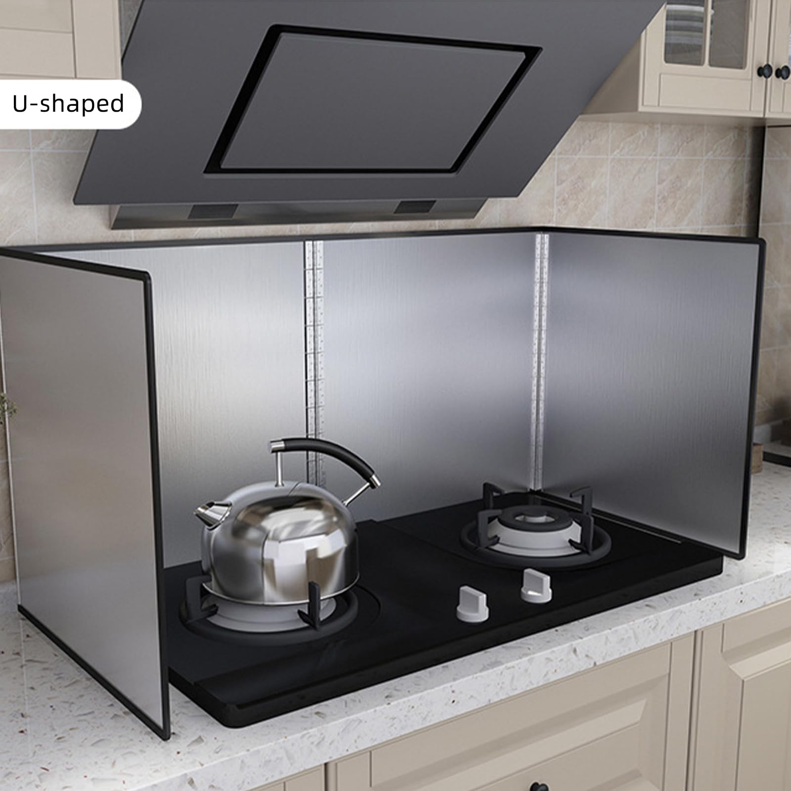 Paraschizzi da cucina, pieghevole, 4 lati, anti-splatter, in acciaio inox, senza foratura, per cucina e parete, 40 x 80 x 40 cm