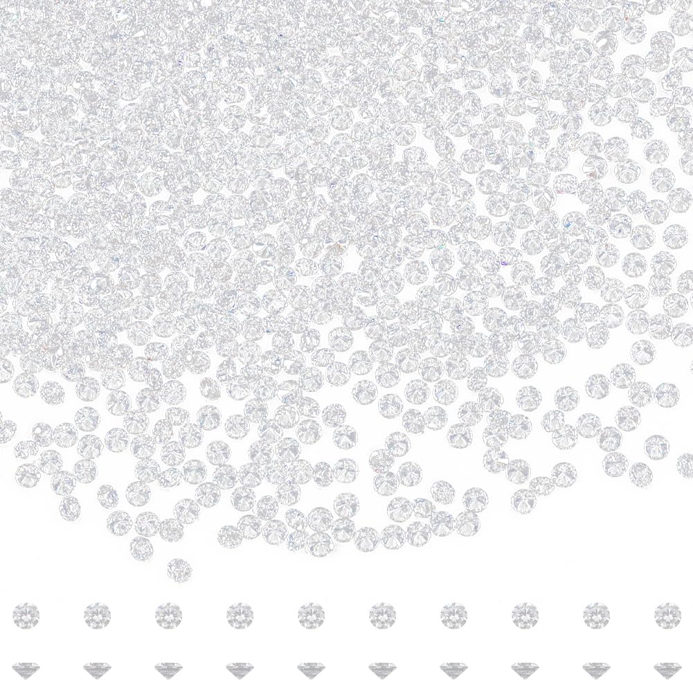 Beebeecraft 1 Box 3000Pcs Cubic Zirconia Cabochons White AAAAA Round 1mm Diamond Small Loose CZ Stone Synthetic Gemstone for Jewellery Making