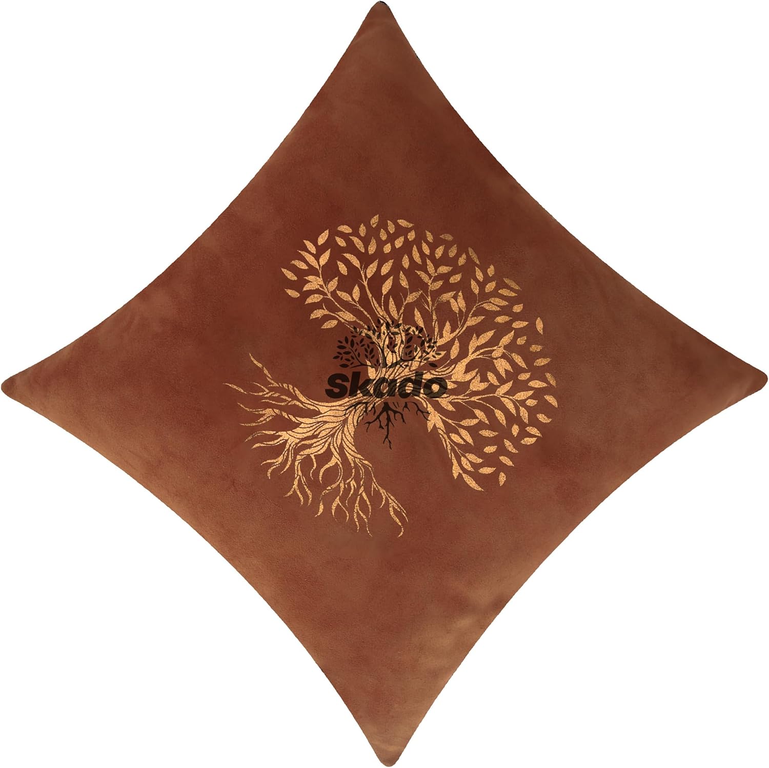 SKADO Handmade Genuine Leather Throw Pillow Cover – Decorative Throw Covers Cushion Case – Cowhide Suede Leather Covers for Room & Bedroom – 18” X 18” (Tan)