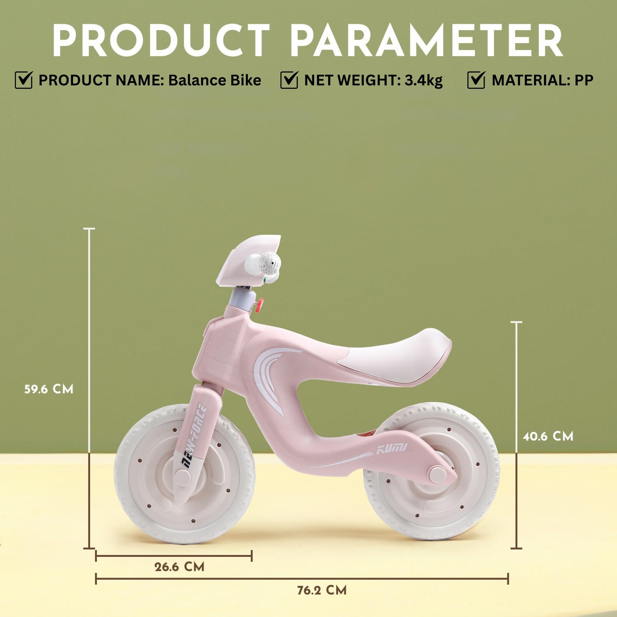 Balance Bike Learning Bicycle/Sliding Bike for 3-8 Years Old Toddlers Kids with Colorfull Lighting & Music for Birthday. (Pink) - Image 7 thumbnail
