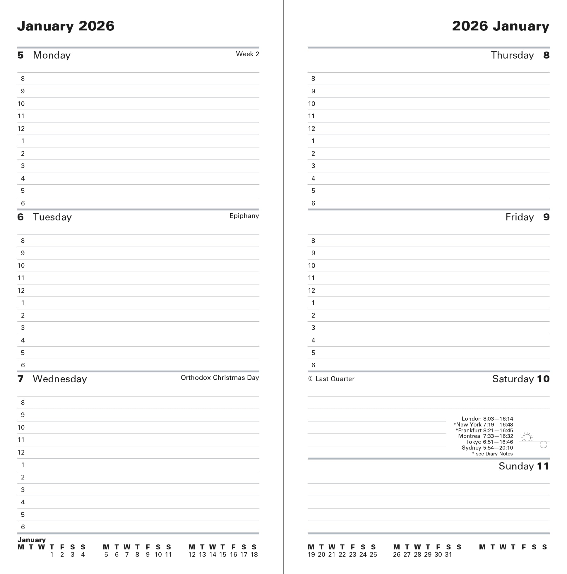 Letts Of London Classic Slim Two Weeks To View 2026 Diary - Dark Blue 26-T75SBL