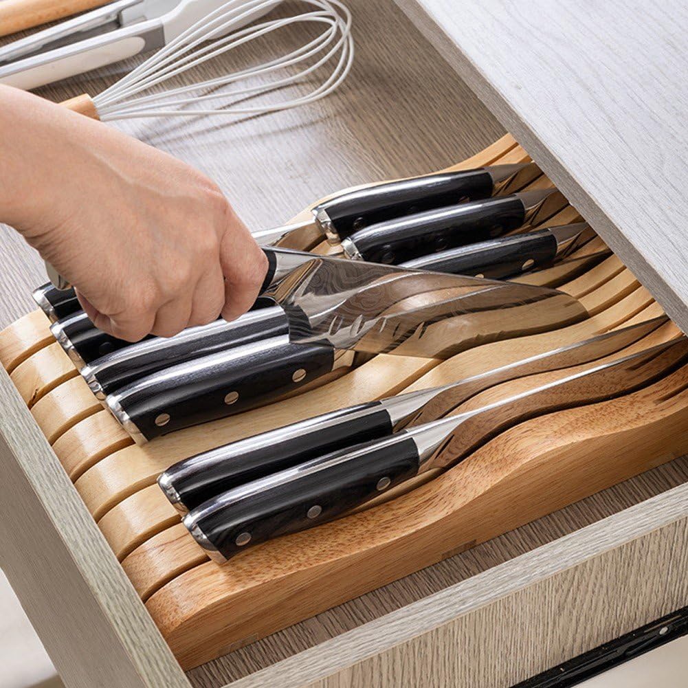 Messerablage Aus Holz, Küchen-Desktop-Organizer, Küchenmesserhalter, Schubladen-messerblock-platzierung, Horizontale Messerablage Aus Holz