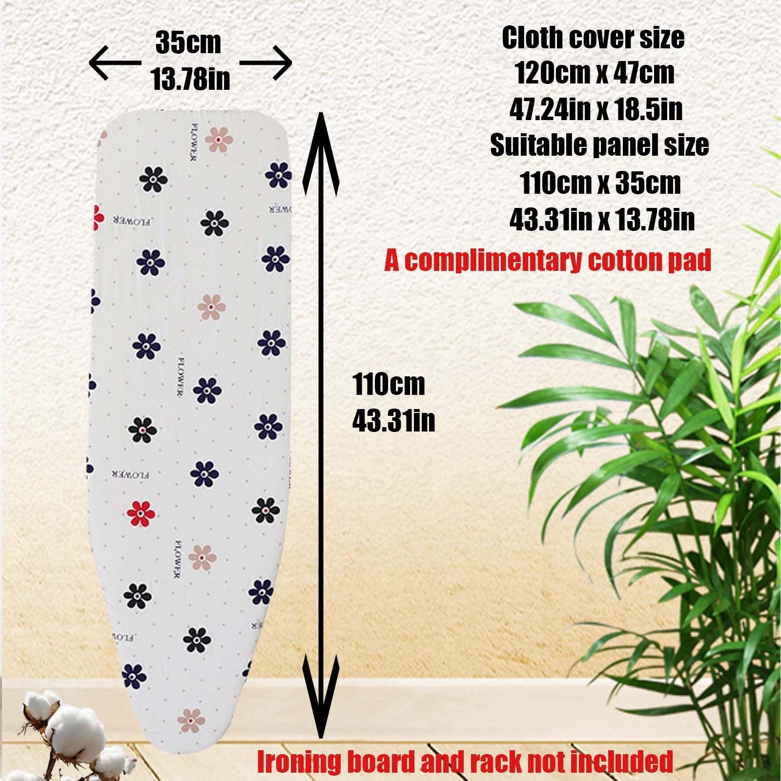 Funda para tabla de planchar resistente, 128 x 40 cm, funda acolchada de repuesto con cordón ajustable para mesas de planchar, diseño elegante de flor de ciruelo