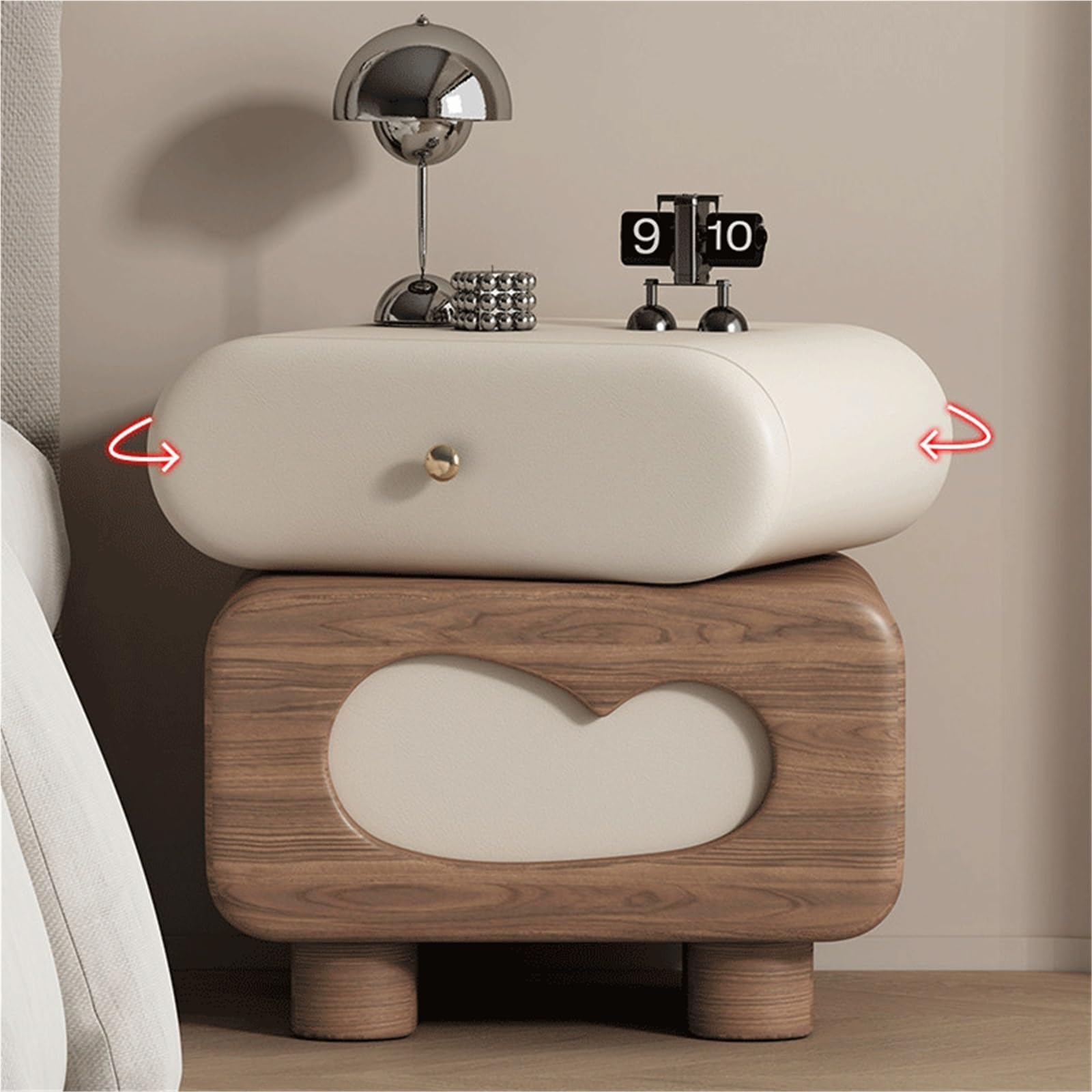 Mesita de Noche Mesita de Noche Madera Maciza Gabinete Moderno con Borde for Dormitorio(Pequeño)