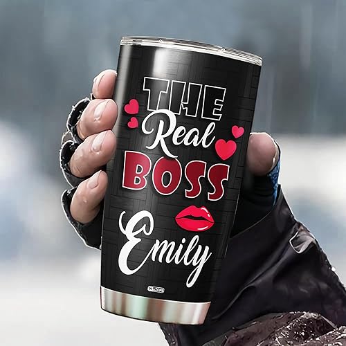 Vista 3 de WAZONE Vaso de café personalizado de 20 onzas y 30 onzas con nombre personalizado para parejas, taza térmica de acero inoxidable, taza de viaje