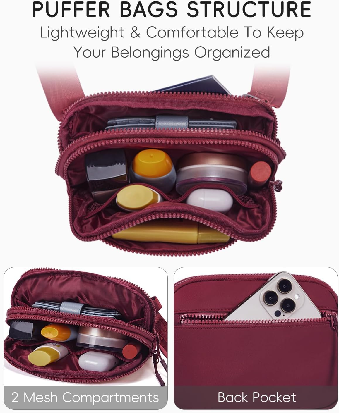 WESTBRONCO Small Crossbody Bags for Women Nylon with Adjustable Strap, Zipper Crossbody Purse, 1L Shoulder Bag for Travel - Image 4