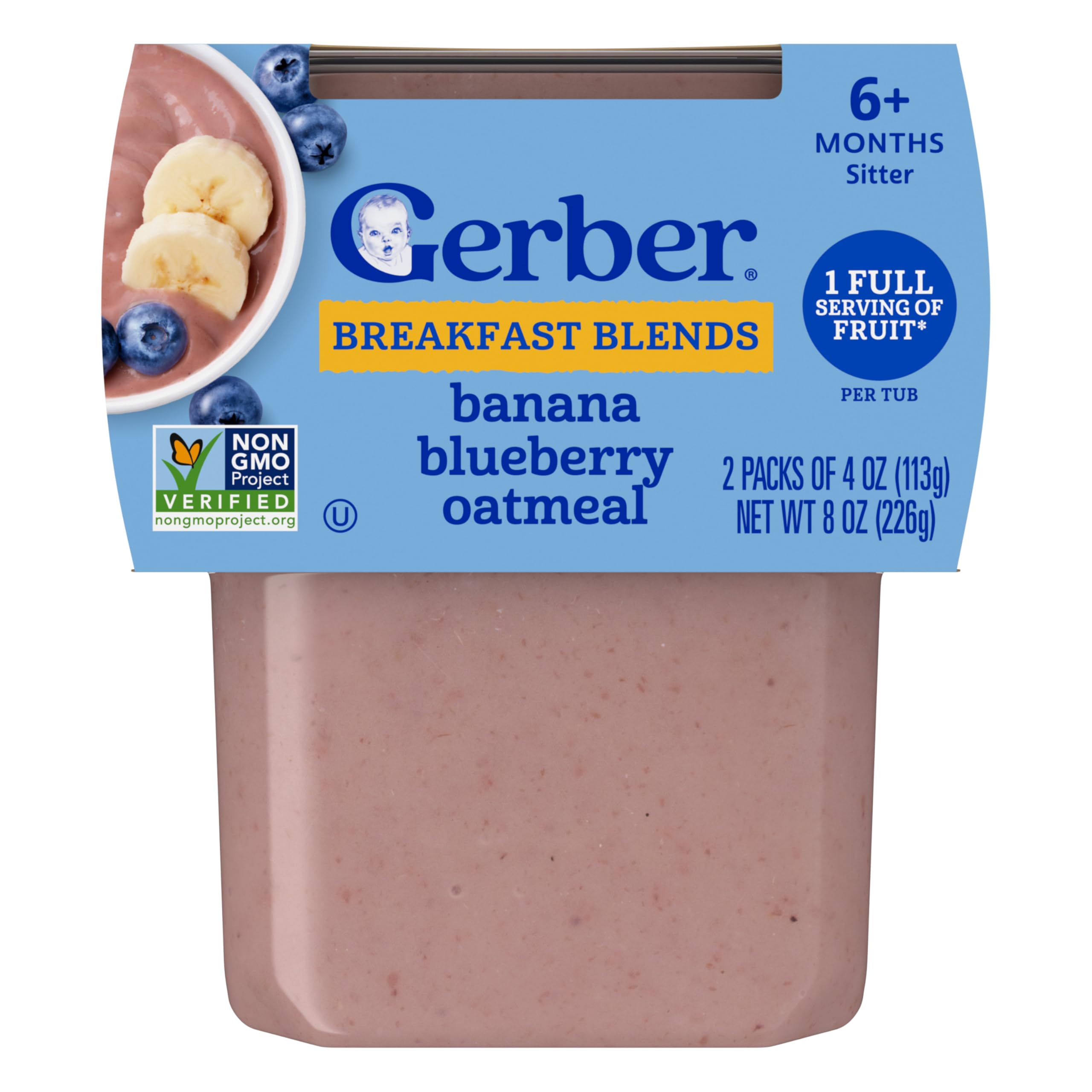 Gerber Stage 2 Banana Blueberry Oatmeal Cereal, 4 Oz, 2 Pack