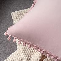 Vista 157 de 2 fundas para cojín decorativo de terciopelo con pompones