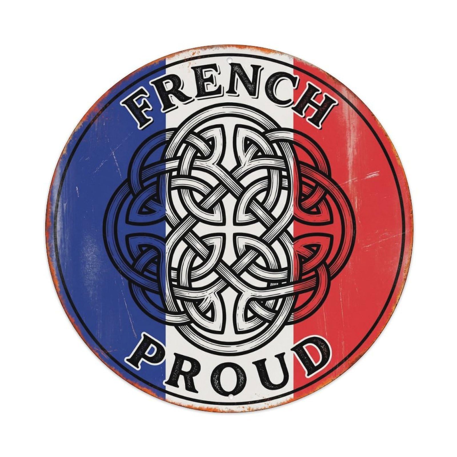 Olhnbad Style French Proud Celtic Knot Heraldry Heritage Emblem Metal Tin Sign