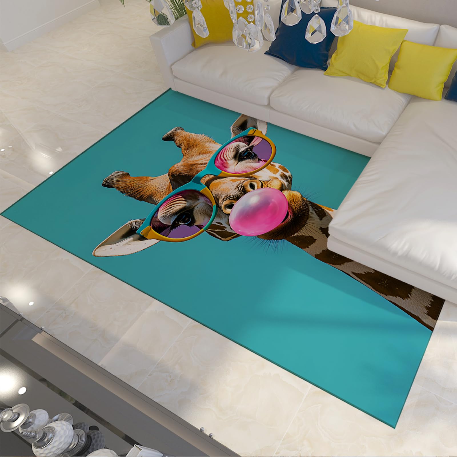 Tapis girafe intérieur extérieur mignon tapis antidérapant lavable grand format