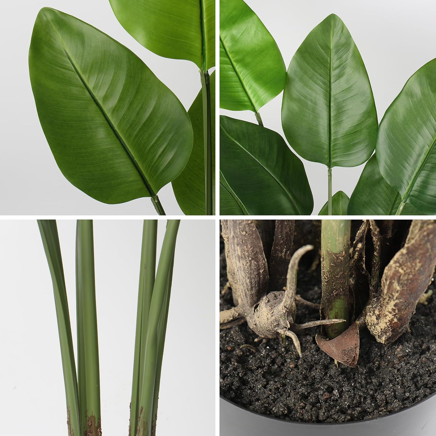 Hollyone Large Bird of Paradise Artificial Plant in Pot 5FT Tall Fake Bird of Paradise Plant Faux Tropical Palm Tree Faux Plantain Banana Leaf for Indoor Outdoor Home Office Garden Decor, 13 Leaves - Image 6