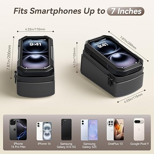 Miniatura 8 de KDD Bolsa de marco frontal para bicicleta con soporte impermeable para teléfono, bolsa de almacenamiento de ciclismo de montaña, bolsa de manillar