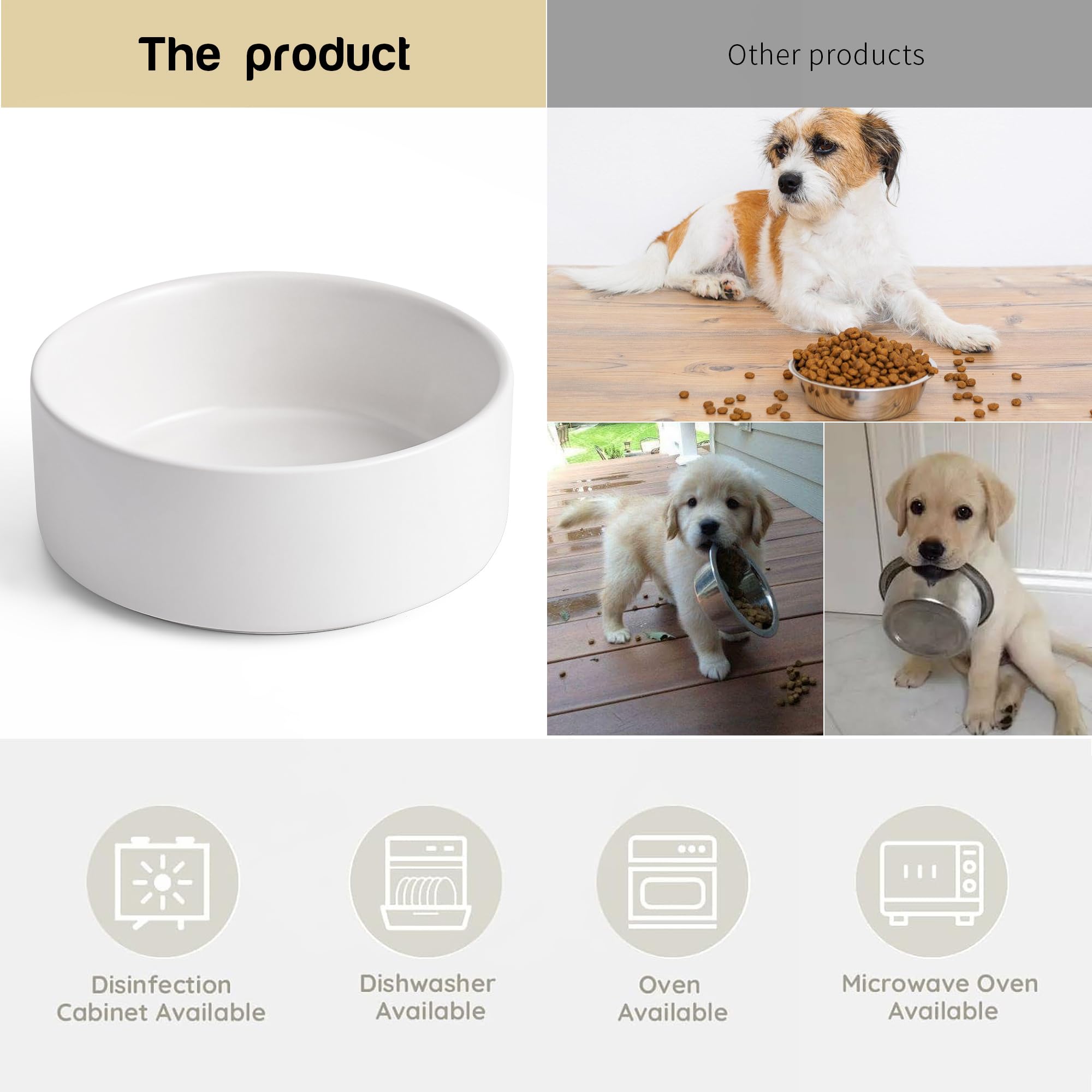 Mowtanco Cuencos básicos para perros (blanco × 2)