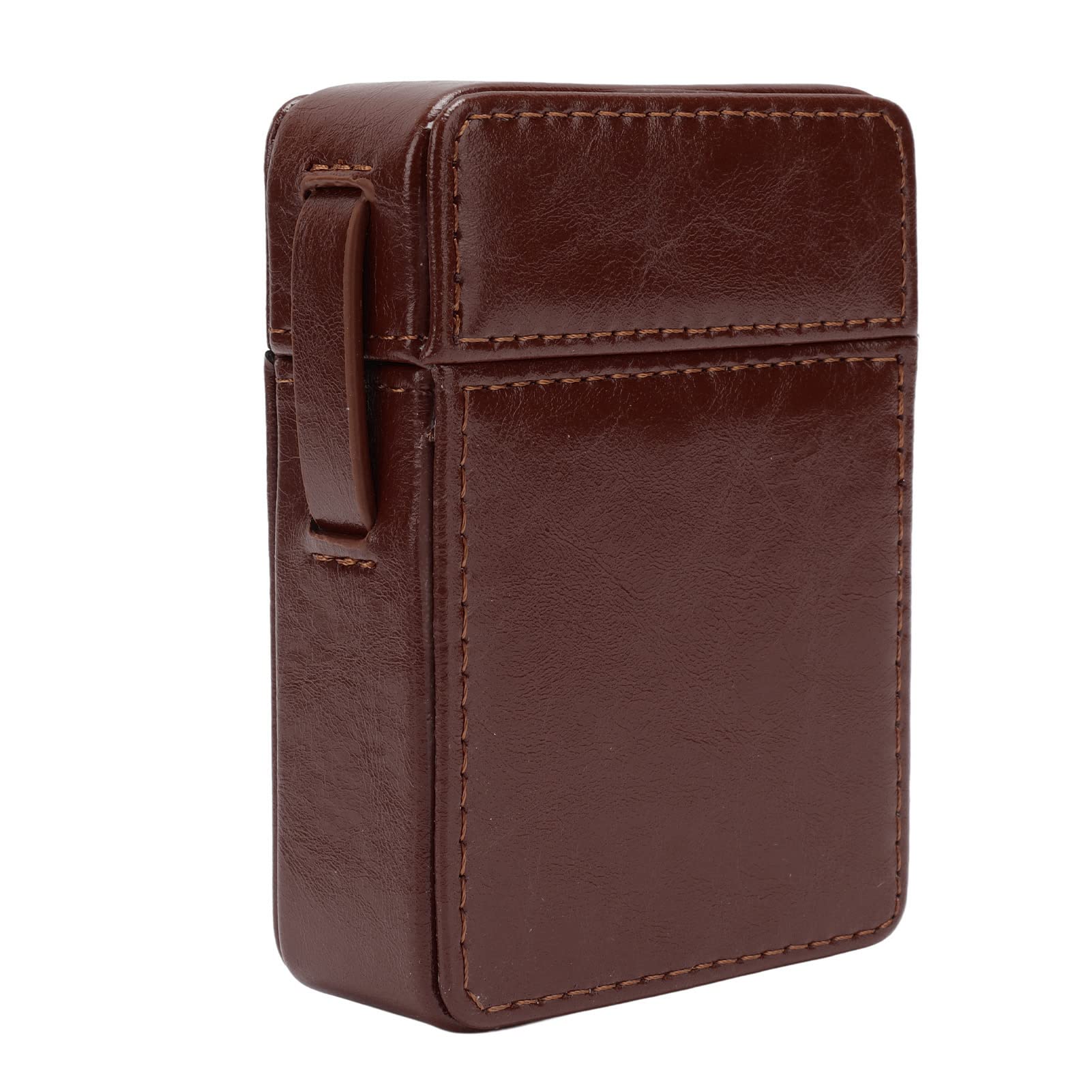 PU Leather Cigarette Box, 20pcs Capacity PU Leather Cigarette Case Oily Texture for Gifts (Brown)-image-38