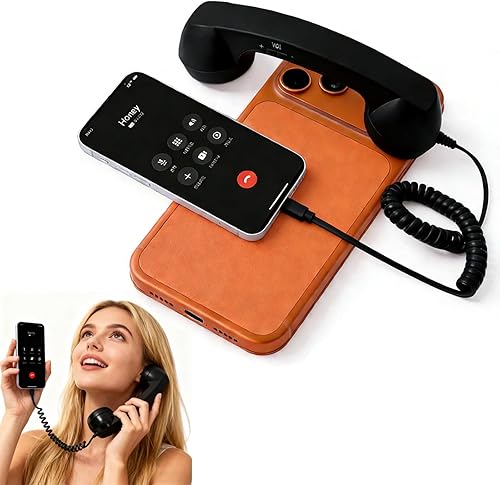 Miniatura 12 de Teléfono retro con cable tipo C para iPhone, 2026 nuevo receptor de mango fijo con control de volumen, teléfono retro de diseño exclusivo para