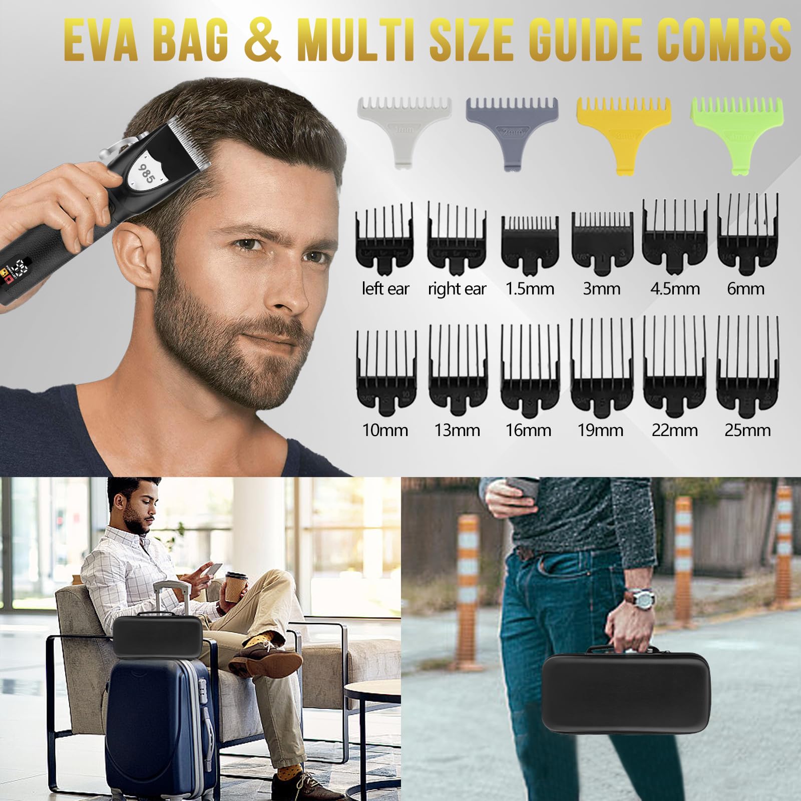 Cortadora de pelo profesional para hombres, recortadora de barba para hombres, juego de recortadora de pelo para nariz, afeitadoras eléctricas inalámbricas, cortadora de barbero, kit de aseo 7