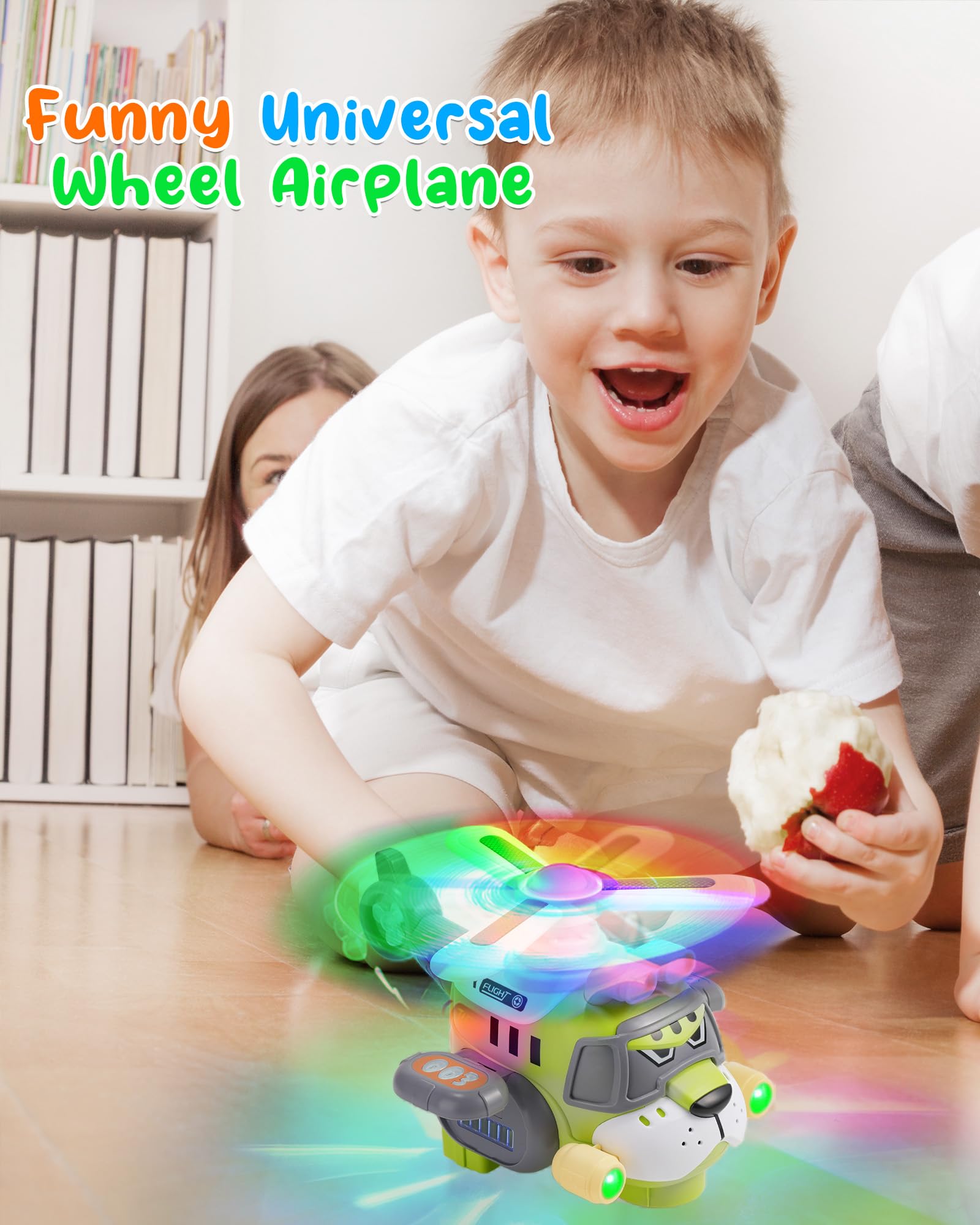 Jouet d'avion pour enfants de style tigre - jouet d'hélicoptère électrique avec lumières et sons, hélice tournante à 360 °, action Bump-and-Go - jouet éclairé pour tout-petits âges de 3 à 7 ans
