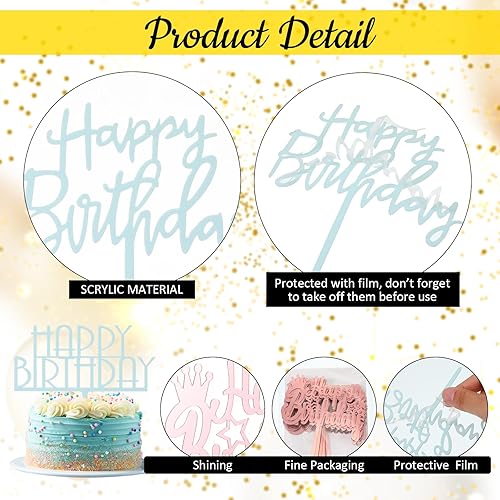 Miniatura 3 de 150 decoraciones acrílicas para tartas de cumpleaños, decoración de pastel de cumpleaños, decoración de pastel de doble cara para niños o adultos,