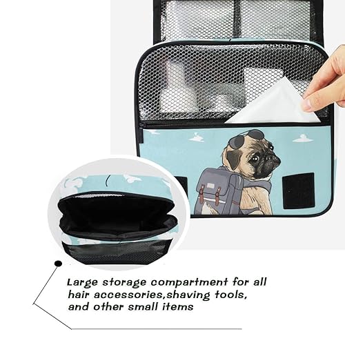 Miniatura 6 de ALAZA Neceser colgante multifunción cosmético estuche organizador portátil de maquillaje con gancho, Pug Dog