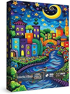 Comprar Fantasy Houses Scenic Puzzles for Adults 1000 Pieces, Mystery Beautiful Art Jigsaw Puzzles, Pretty Colorful Night Puzzles