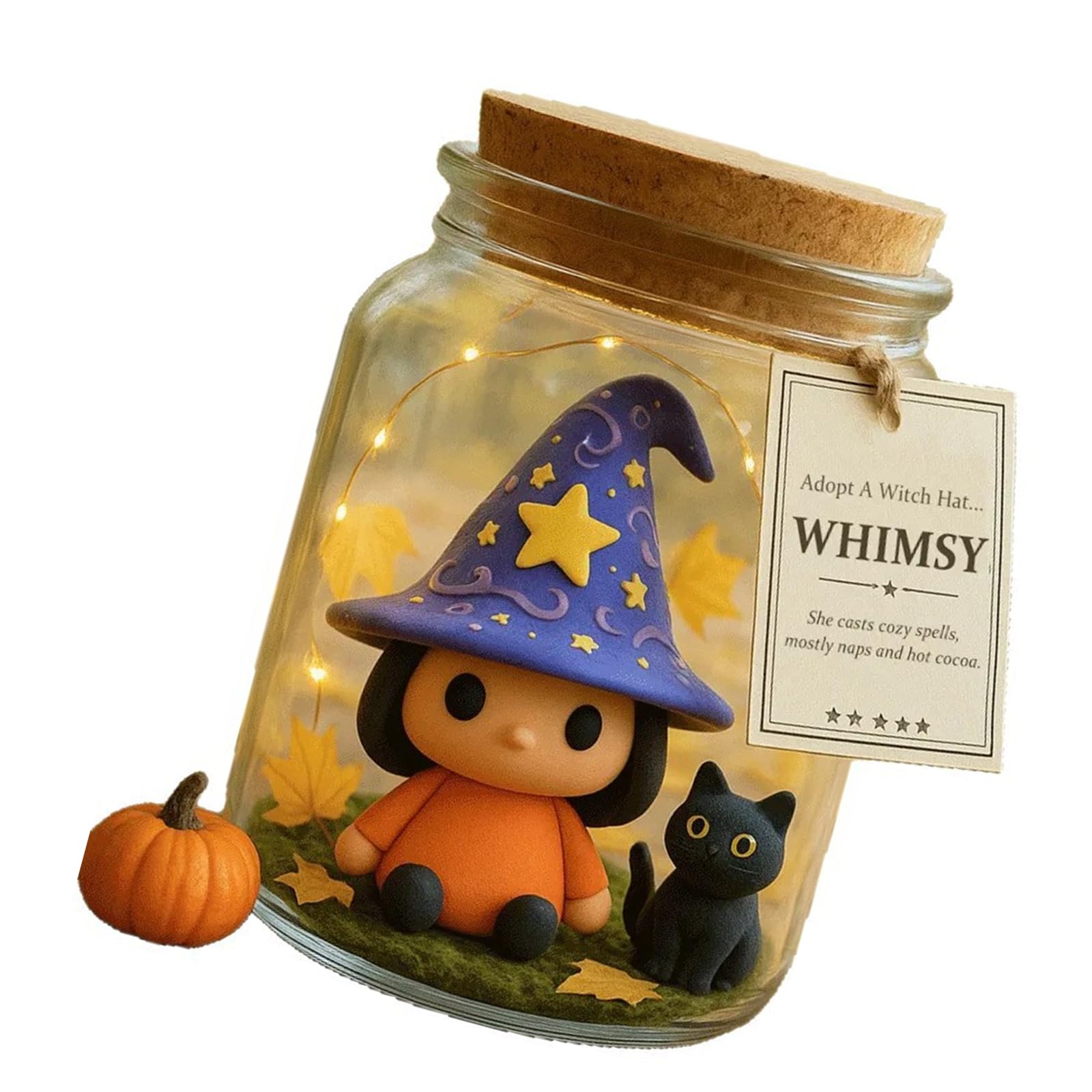 Tsophreniq Hand Carved Witch Hat Shape Resin Jar for Halloween Decorations Party Supplies and Home Storage Solution Resin Cauldron Decoration