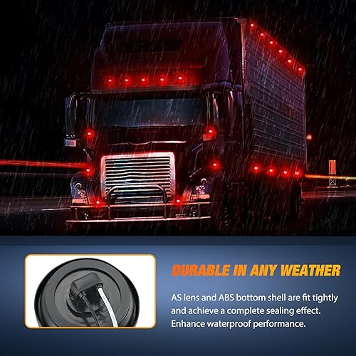 Miniatura 8 de Nilight Luz de marcador redonda de 2 pulgadas, 2 piezas, roja, 9 LED, luces de gálibo LED, montaje al ras con enchufe, ojal, coleta, cableado