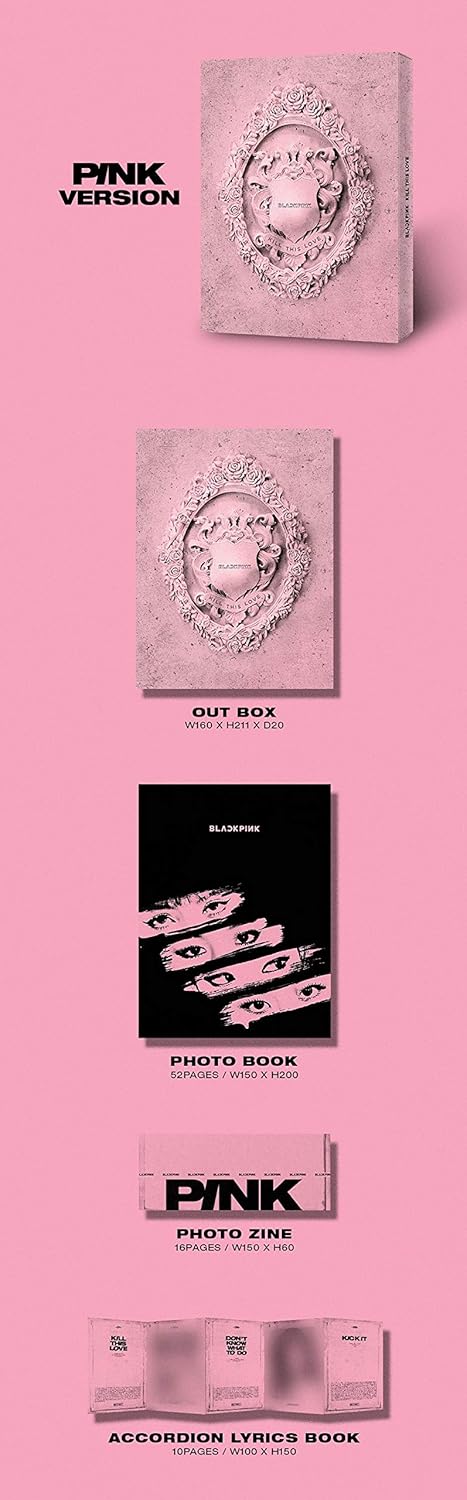 Blackpink 2nd Mini Album [Kill This Love] [Black Ver. + Pink Ver. Set] - Pack of 2CD, 2Photobook, Photocards, 2Folded Poster with Pre Order Benefit, Extra Decorative Sticker Set, Photocard Set