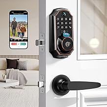 WiFi Video Smart Lock with Camera &amp; Doorbell - 5-in-1 Keyless Entry, Fingerprint, Keypad, App Control, Two-Way Audio, Auto Lock, Waterproof, Easy Installation