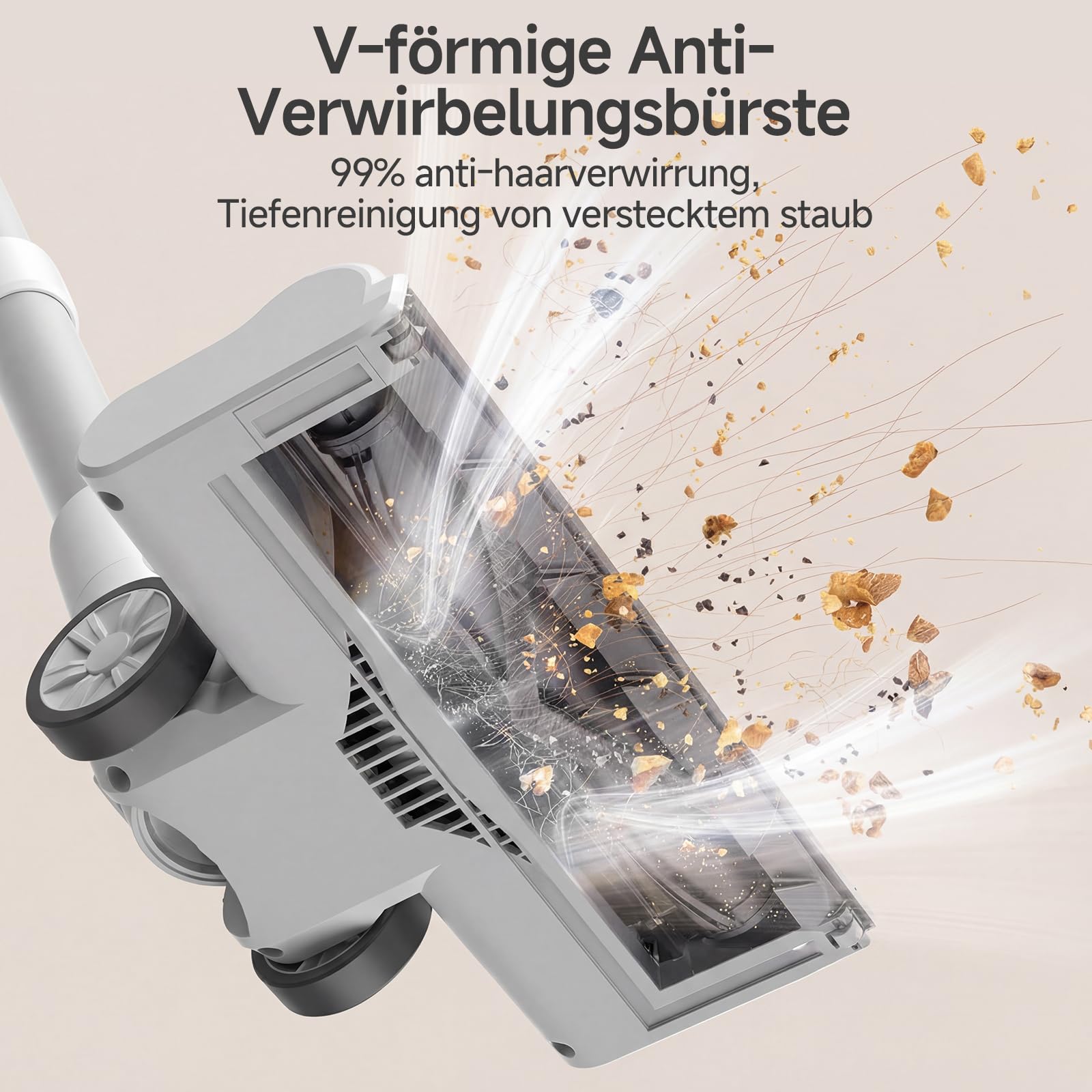 SIMPLUS Akku Staubsauger 22000Pa, 3-Stufen Saugkraft, LED-Display, 5-Fach Filterung, 40 Min Laufzeit, 0.7L Staubbehälter, mit LED-Bodenbürste & Wandhalterung, für Tierhaare/Teppiche/Hartböden