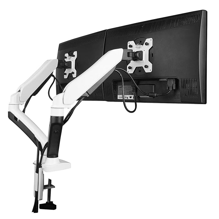 Buy GSA22DD Dual Twin Gas Powered Monitor Arm Desk Mount Stand w/ vesa