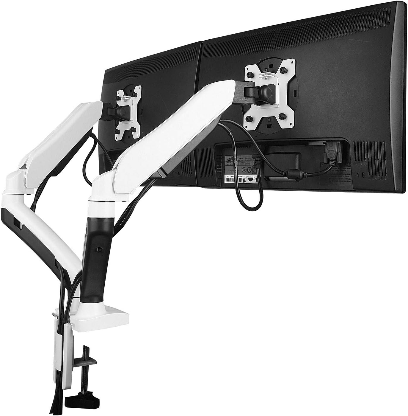 Allcam GSA22DD Dual Gas Powered LCD Monitor Arm Desk Mount Stand w/vesa bracket, clamp