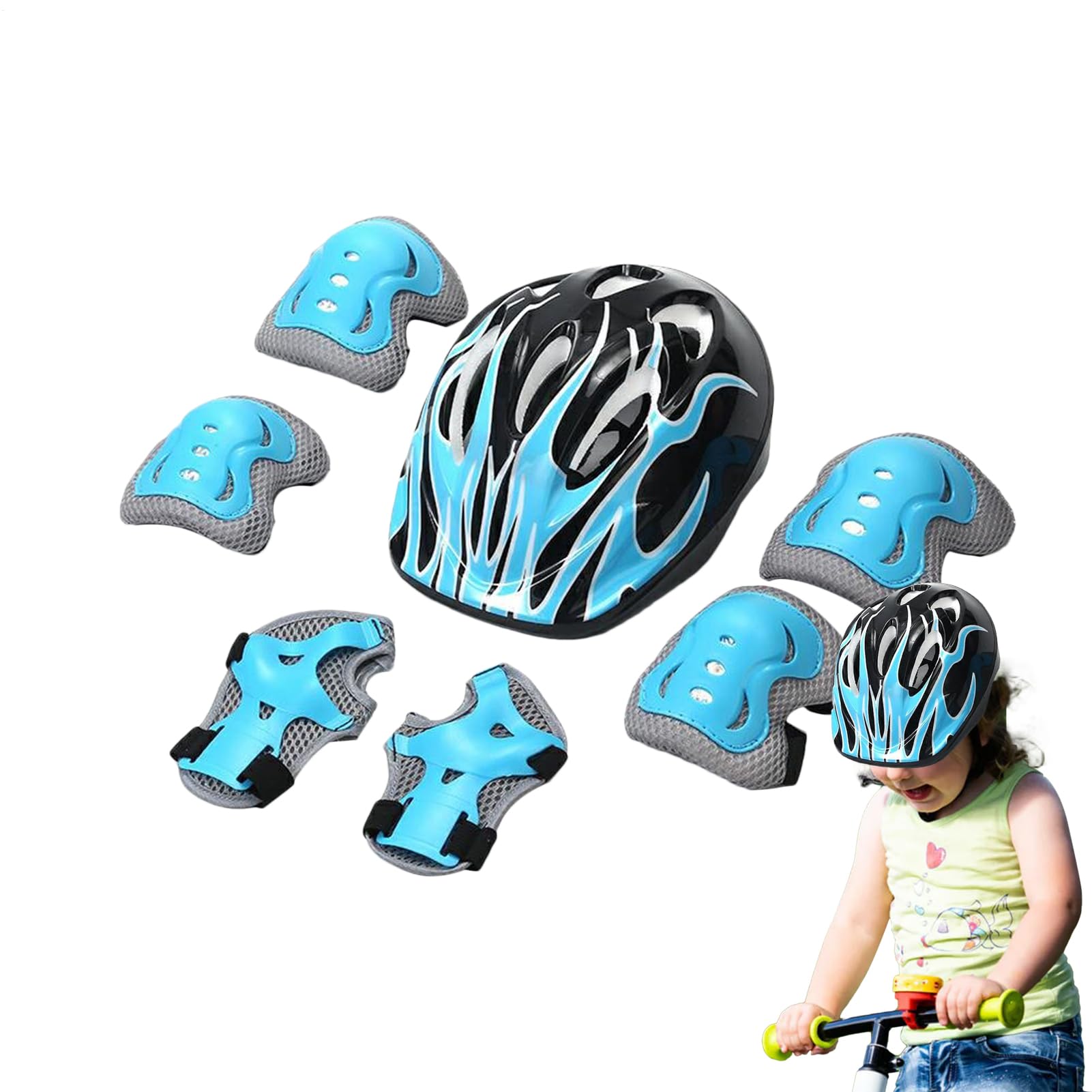 Tots Helmet And Pads Shock-Absorbing Adjustable Breathable