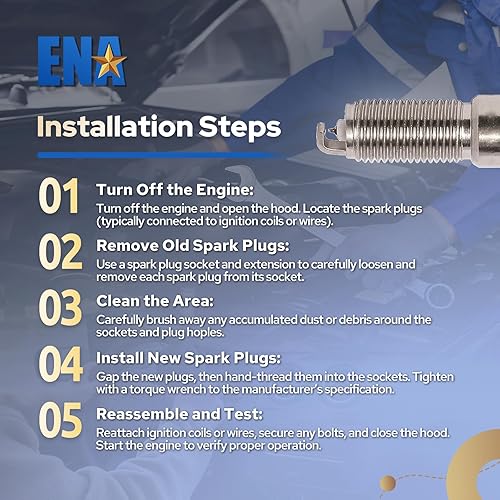 Miniatura 8 de ENA Bujía de iridio para 91970 ILNAR8B7G 90644, bujías de repuesto automotrices compatibles con Chevrolet Cruze 1.4L Equinox 1.5L Malibu 1.5L Buick
