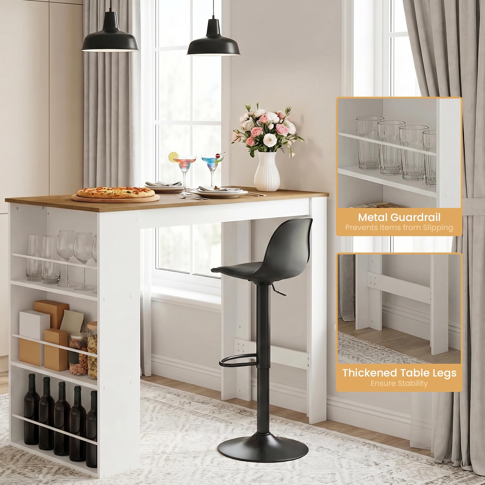 Set tavolo bar e sgabelli: rovere scuro + sgabello girevole