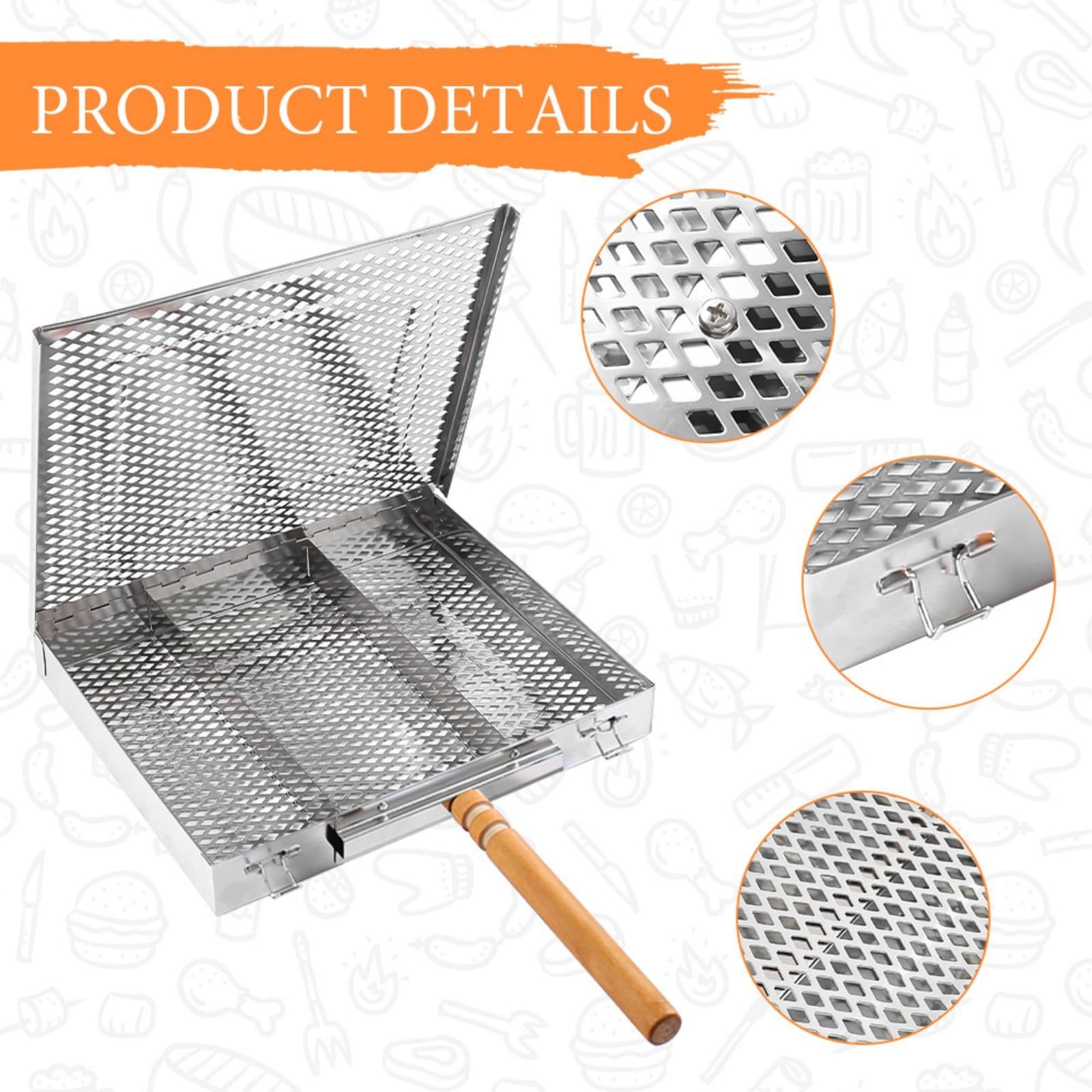 Parrilla rectangular antideslizante, utensilios de barbacoa para pescado, carne, verduras, fácil de limpiar, accesorios de barbacoa, bandeja rectangular para barbacoa